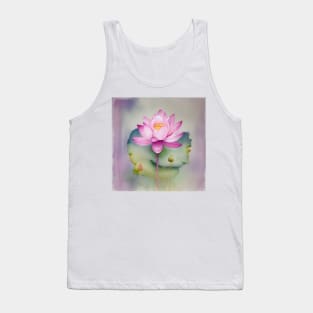 Large Pink Lotus Watercolour Flower Tank Top